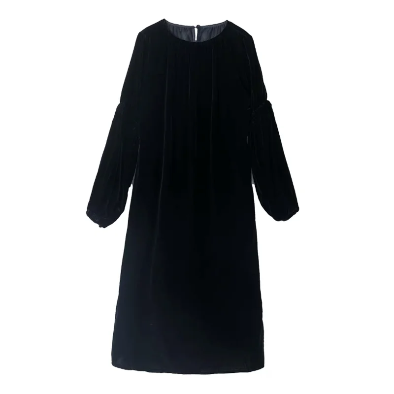 2024 Fashion Elegant Party dress Spring Vintage Lantern sleeve velour Dress Women Autunm velvet Vestidos chic dresses for women
