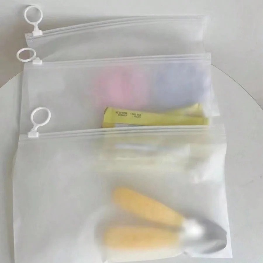 Frosted Transparent Storage Bags Waterproof Multi-Purpose Pouches with Zipper Portable Plastic Organizer Bags image 6