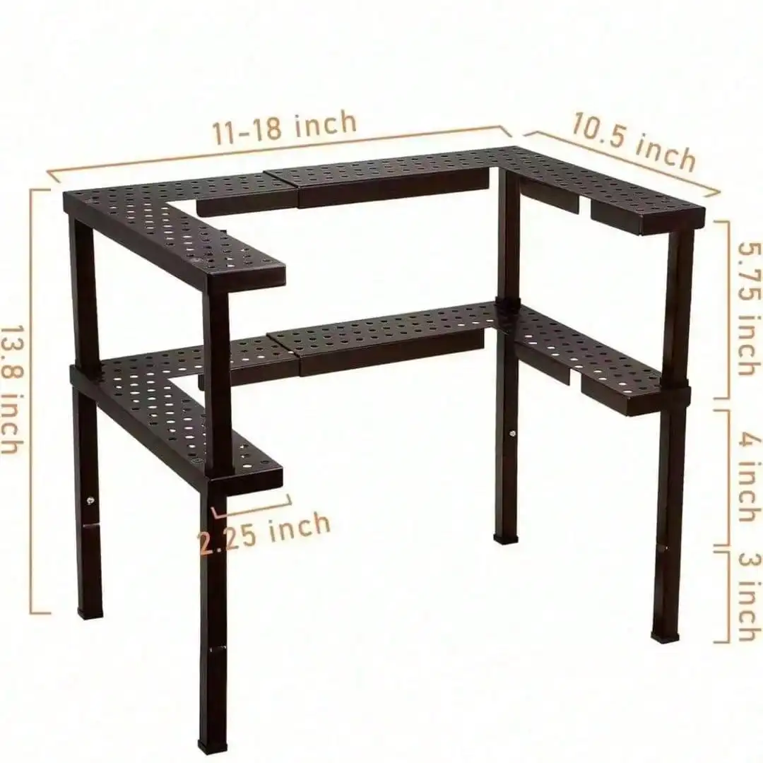 Seasoning Rack Storage Rack For Cabinets, Expandable Metal Seasoning Sorting Height Adjustable, 2-Layer Seasoning Storag