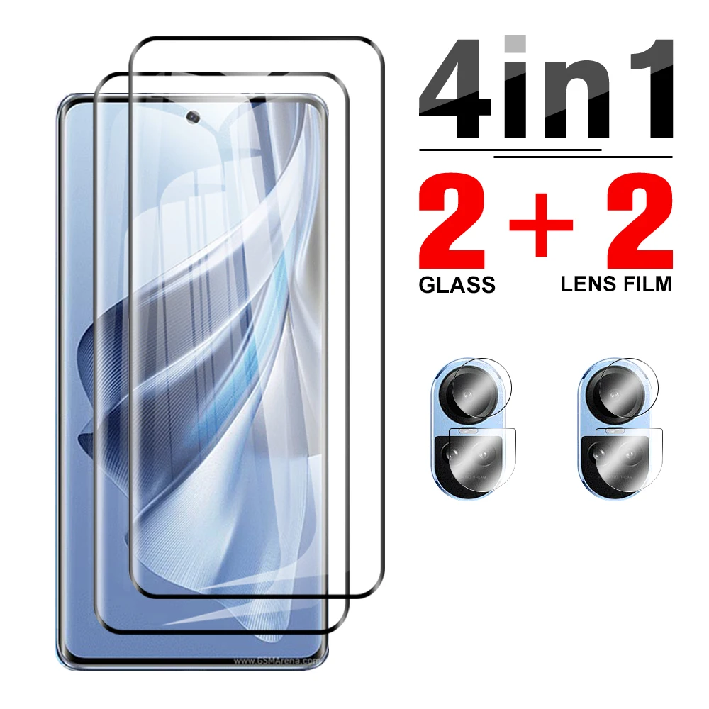 Protector de pantalla 4 en 1 para Oppo Reno10 Pro plus 20D 3D vidrio templado curvo Reno8 Find X6 lente de cámara transparente vidrio protector