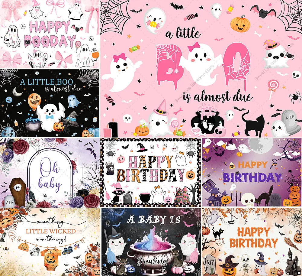 

Хэллоуин детский душ фон украшения милые призраки фото детский первый день рождения праздник вечерние Декор реквизит фон