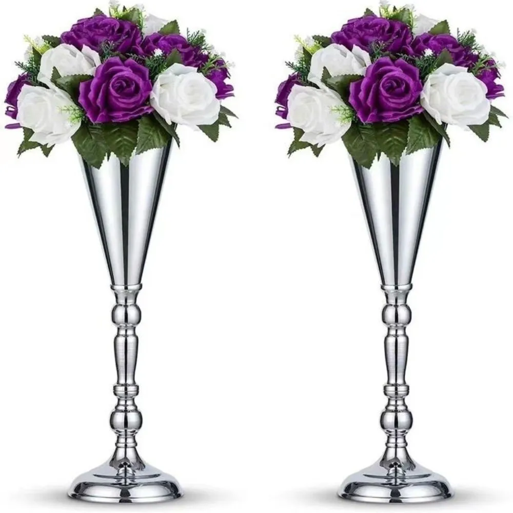 

Elegant Golden Silver Wedding Flower Vases European Style Romantic Centerpiece Vases Iron Metal Vases Holiday