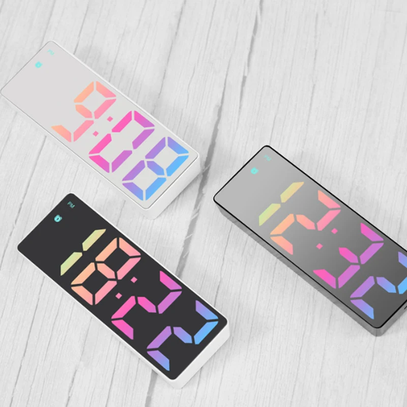 Simple Style Digital Clock LED Alarm Clock Bedroom Electronic Desktop Clock With Temperature Display Adjustable Brightness 12/24