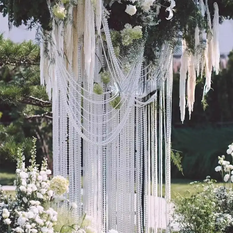 

3kgs High-Quality Simulated Pearl Strings Wedding Curtain Hanging Chain DIY Beads Props for Ceiling Backdrop Wall Arch Decor
