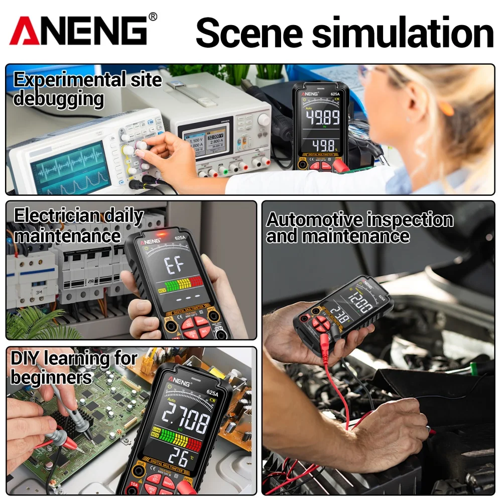 ANENG 625A Professional Multimeter Smart Anti-burn Tester AC/DC Voltage 10A Current Resistance NCV Voltage Rechargable Detector