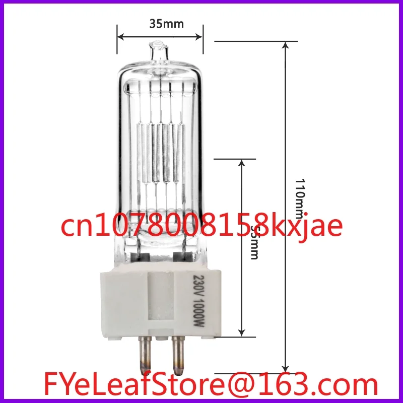 

10 Pcs Spotlight Tungsten Lamp GX9.5 1000W Marine Searchlight Bulb