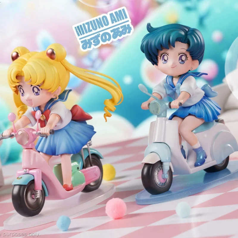 13cm In Stock Anime Figure Sailor Moon Small Motorcycle Model Figures Toy Collectible Ornaments Children'S Birthday Toy Gifts