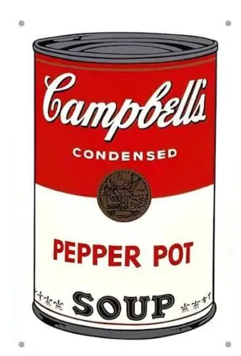 CAMPBELL'S SOUP METAL TIN SIGN KITCHEN WALL DECOR PEPPER POT SOUP MAN CAVE sign