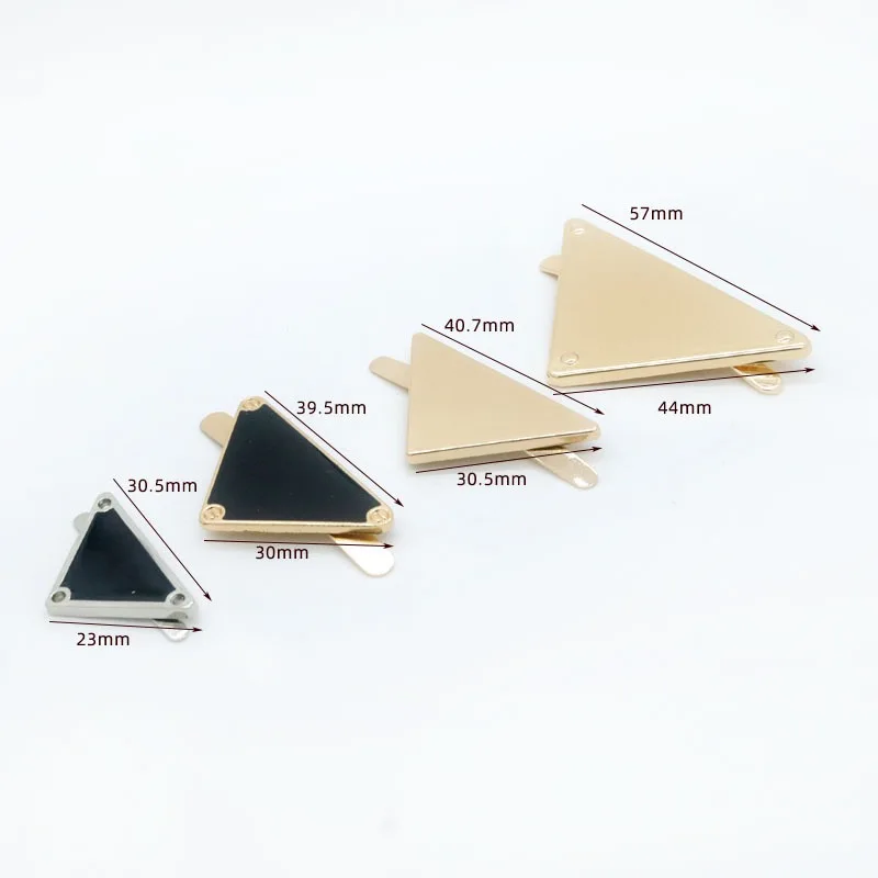 40pcs high quality triangle decoration Metal Plate Blank Logo Laser hardware straps tail clasp accessory bag accessories