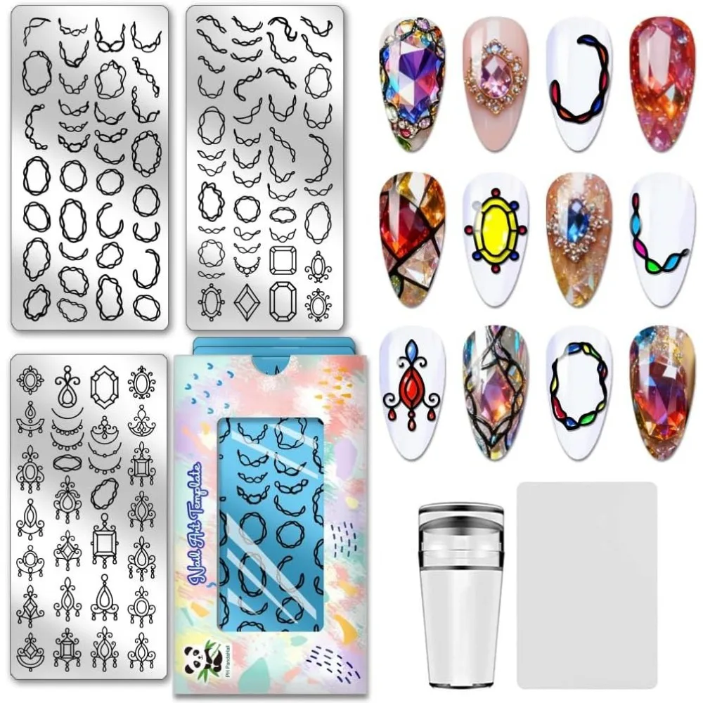 111 Patterns Pendant Nail Stamping Plate 3pcs Necklace Nail Art Templates Twisted Knot Nails Art Stencils Nails Image Plate