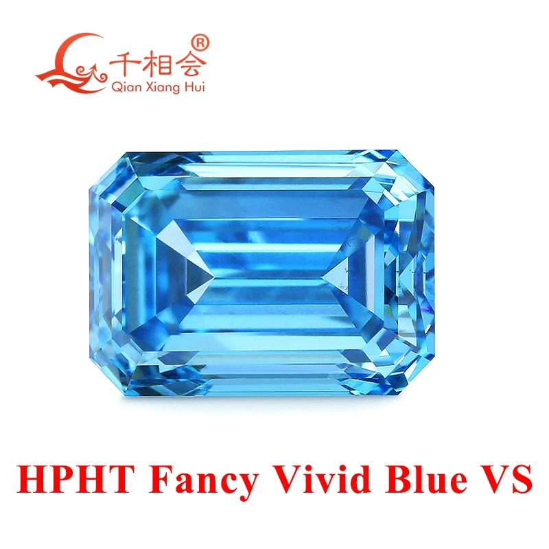 HPHT diamond Fancy vivid blue color 1.028ct VS1 clarity emerald shape GEMID certificated lab grown diamond loose stone