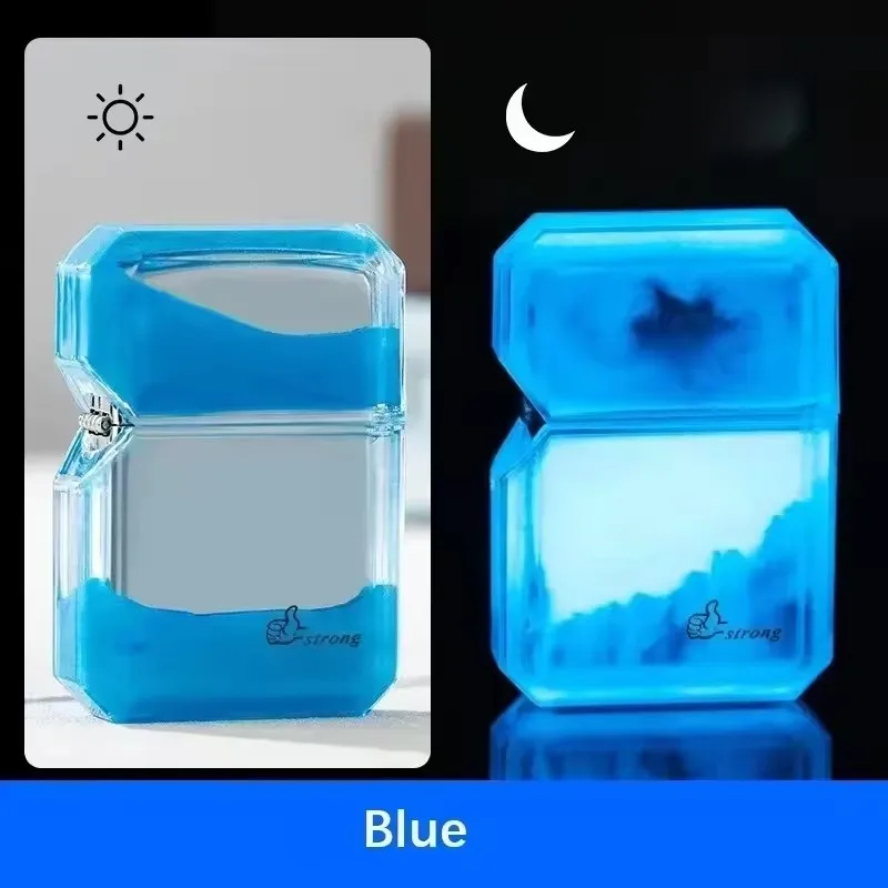 Luminous Quicksand Fluorescent Gas Lighter Windproof Creative Transparent Shell Cigarette Accessories Give Boyfriend Trendy Gift
