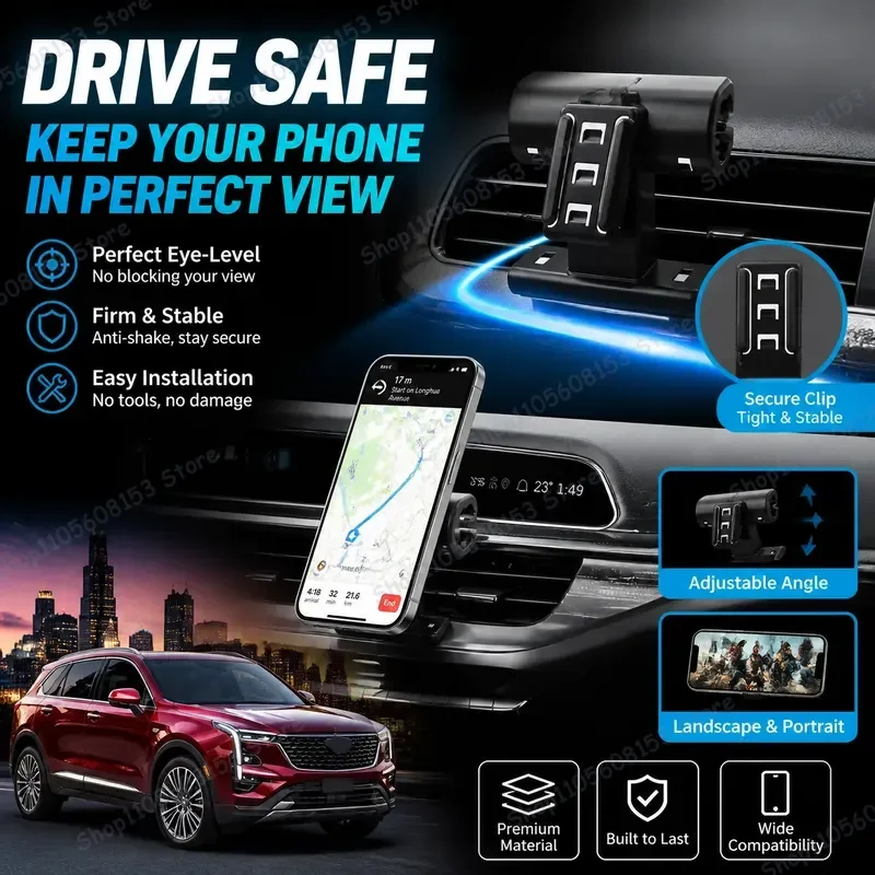 For Cadillac XT4 2024 2025 2026 Car Phone Mount For GPS Navigation Stand Adjustable Auto Holder Wireless Charging Compatible