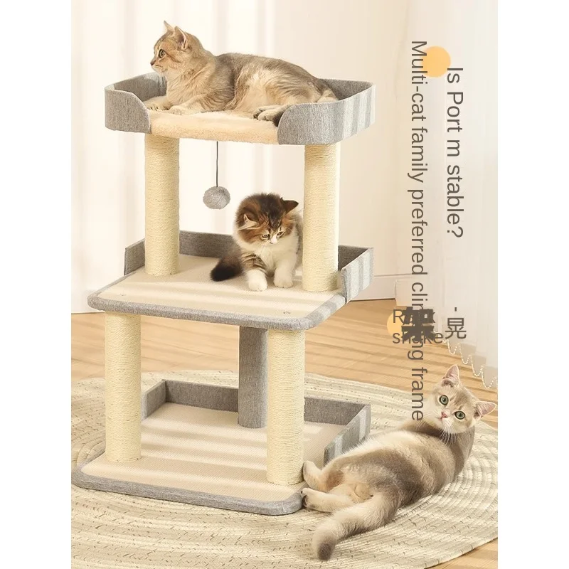 Cat Toy Double Layer Chamfer Nest Tree Integrated Small Scratch Board  Resistant