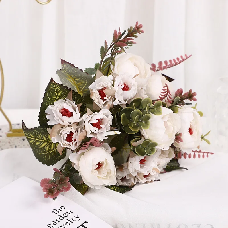 9 Heads Artificial Peony Flower Wedding Home Decoration Flower Home Wedding Bouquet Project Gardening Decoration