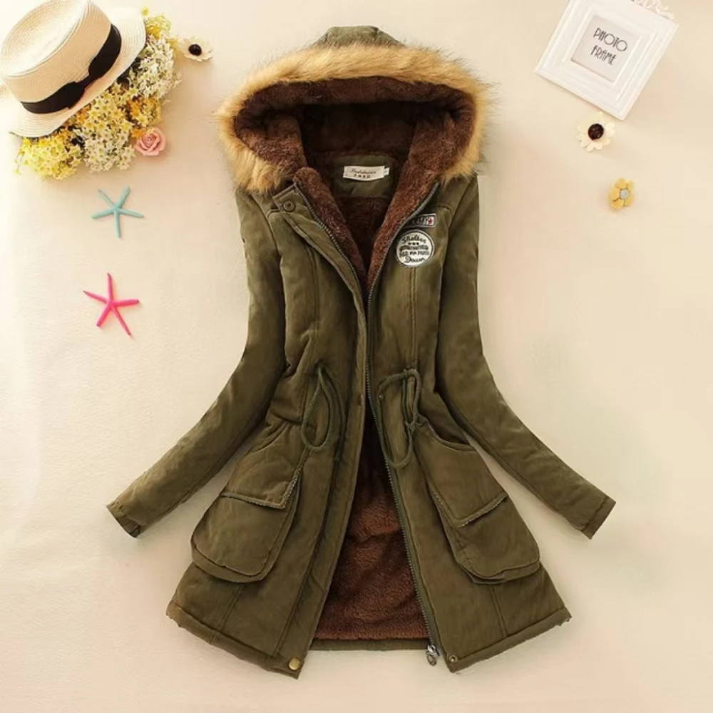 Chaqueta acolchada de algodón para mujer, Parka informal ajustada con capucha, abrigo cálido a la moda, otoño e invierno, 2023