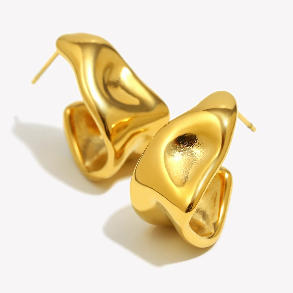 E.B.belle Abstract Geometric Trapezoid Shape Creole Stainless Steel Earrings For Woman Unusual Earrings Women\'s Ear Creoles