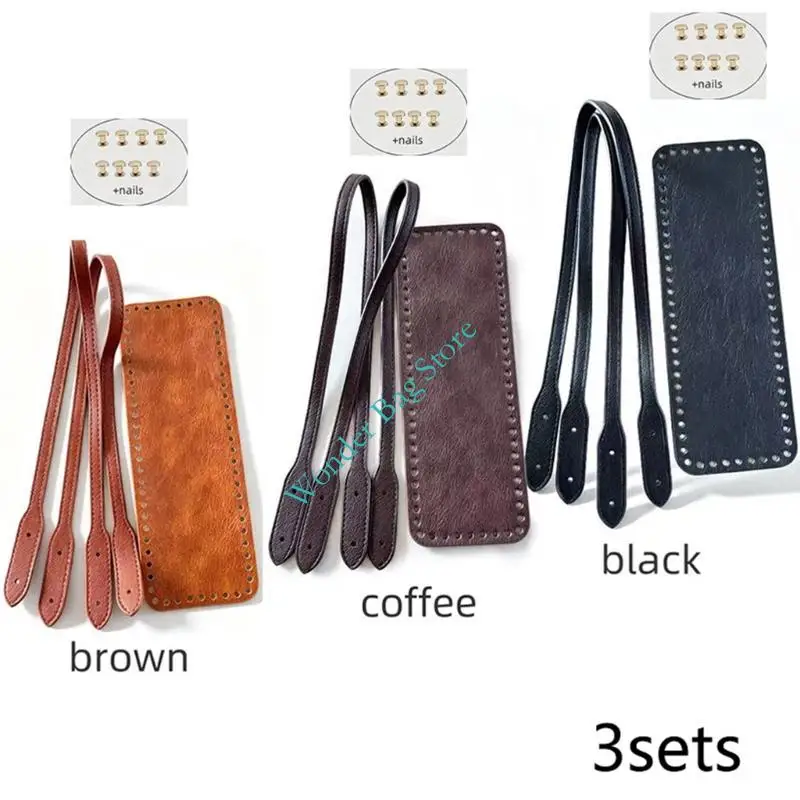 PU Bag Making with Punched Panel and Strap Set, Smooth Craft Material for Wallet DIY, Bag Repair and Daily Bag Projects at