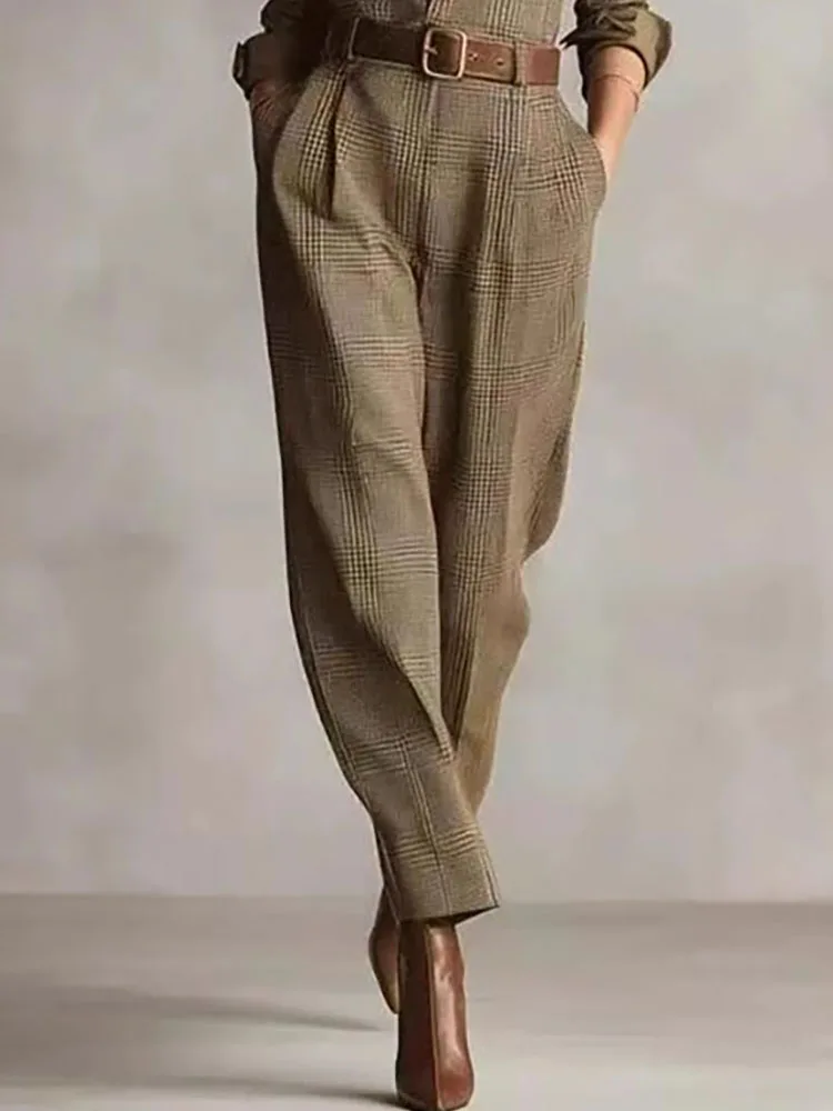 2025 Autumn/Winter New Product Women's Classic Retro plaid workwear jumpsuit Street style casual basic jumpsuit