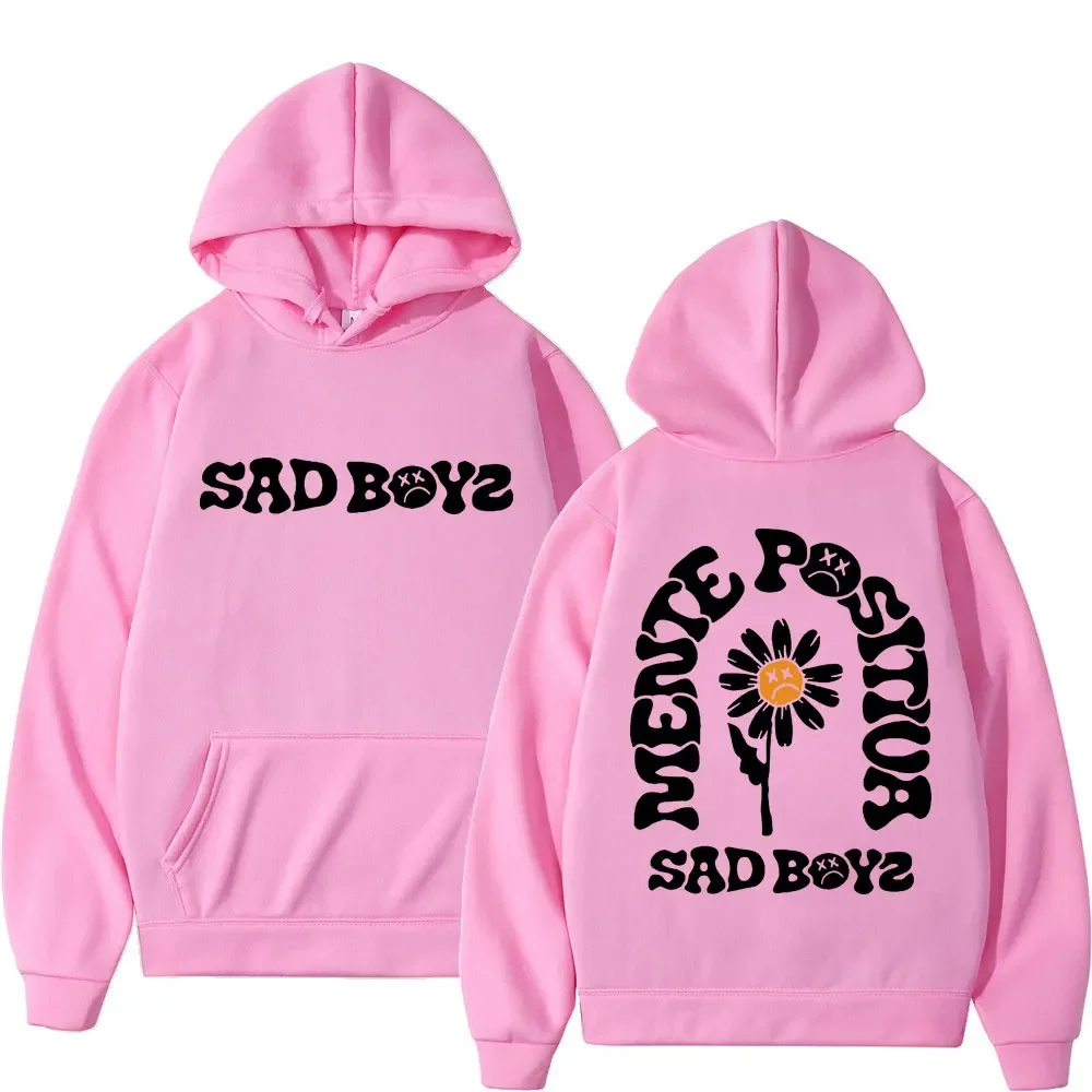 Singer Junior H Sad Boys Positive Mind Funny Print Hooded Men Women Y2k Hoodies Oversized Sweatshirt Hip Hop Unisex Streetwear