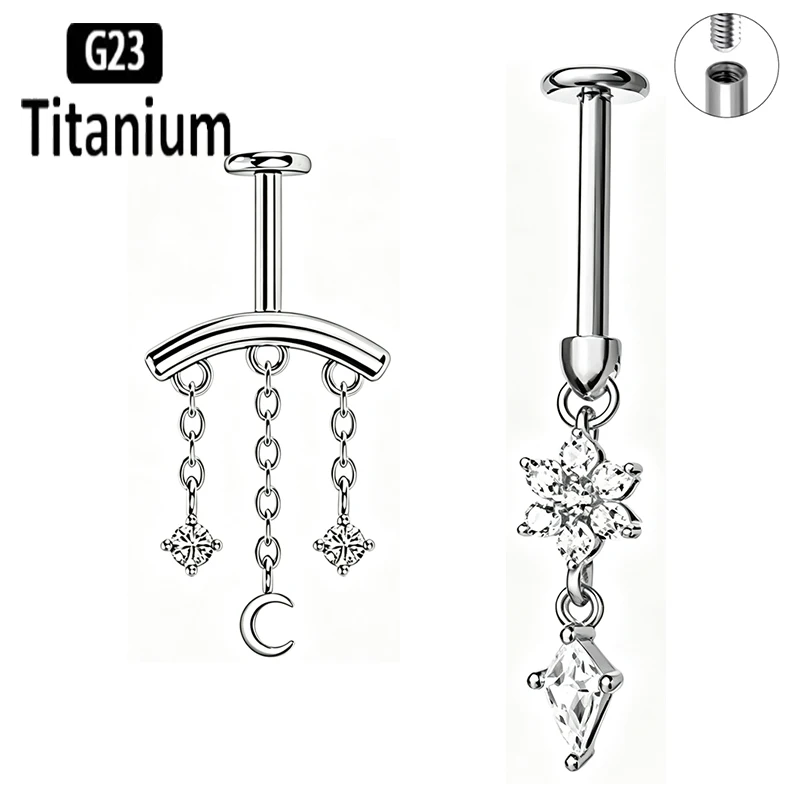 G23 Titan 16G 18G Marquise CZ Schraubverschluss Vertikaler Helix Piercing Ohrknorpel Stud Ohrringe Labret Lippenringe Körperschmuck