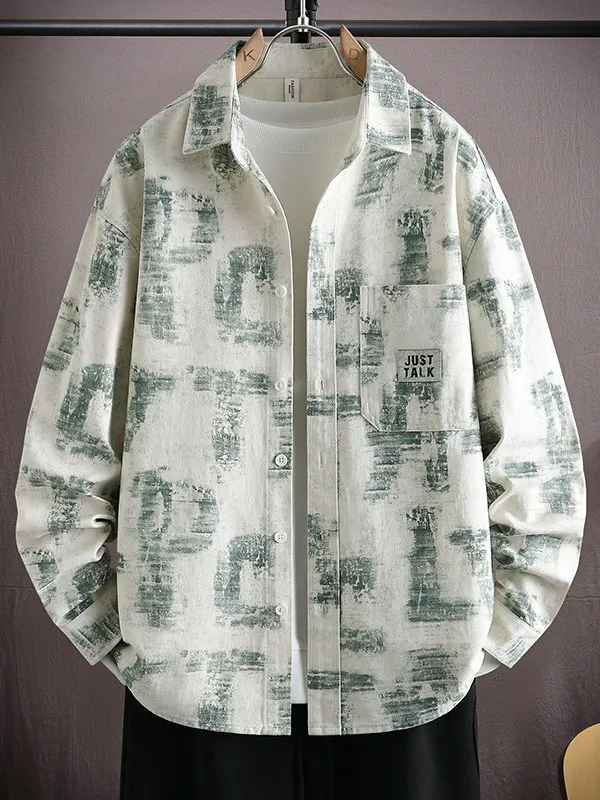 

Мужская джинсовая куртка с принтом в стиле ретро, молодежная модная длинная куртка из смеси хлопка и полиэстера, весенне-осенняя верхняя одежда