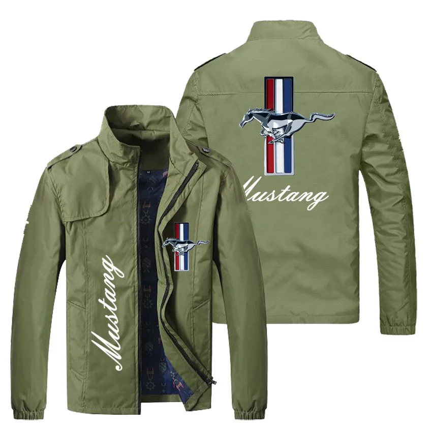 Spring and Autumn European and American new outer wear stand collar Ford Mustang logo jacket casual youth zipper sports jacket