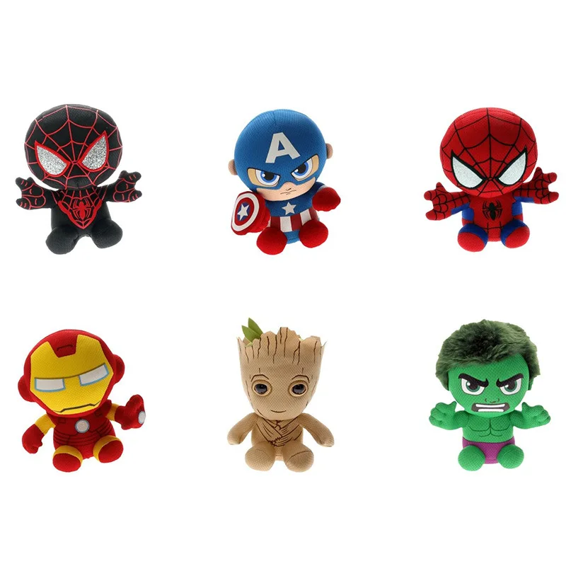 

Disney Marvel Superhero Figures Avengers Kawaii Spider-Man Iron Man Hulk Action Figures Plush Dolls Children's Toys Holiday Gift