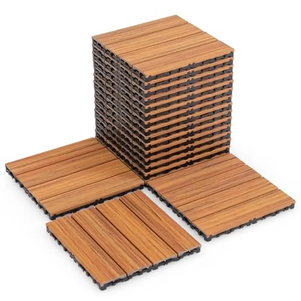 Interlocking Composite Deck Tiles 18 sq.ft Outdoor Flooring Weatherproof Covering 12" x 12" Patio Balcony Poolside Enhancing