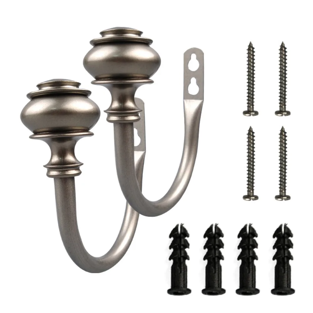 

2Pcs Durable Vintage Style Curtain Holdbacks Wall Mounted Metal Curtain Hanging Hook Elegant U-Shaped Tieback Hooks Bedroom