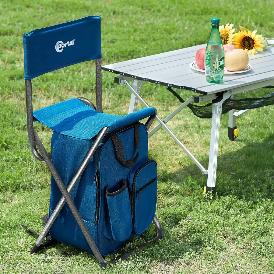 Backpack Cooler Chair with Backrest and Builtin Cooler for Outdoor Fishing Camping Hiking and Hunting Compact Folding Stool Sup