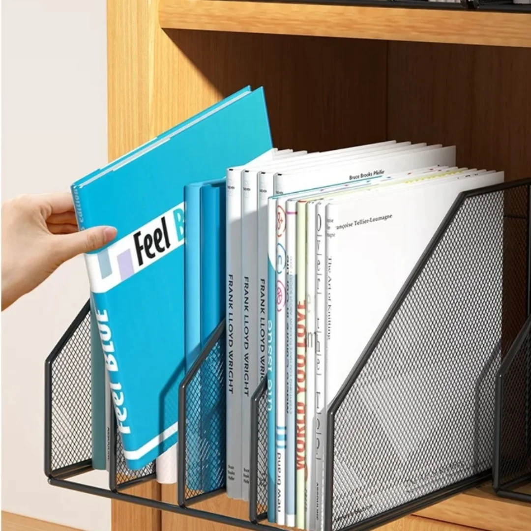 Metal File Rack Office Desk Shelf Standing Desktop File Folder File Box File Storage Box Data Rack Stationery Organizer File