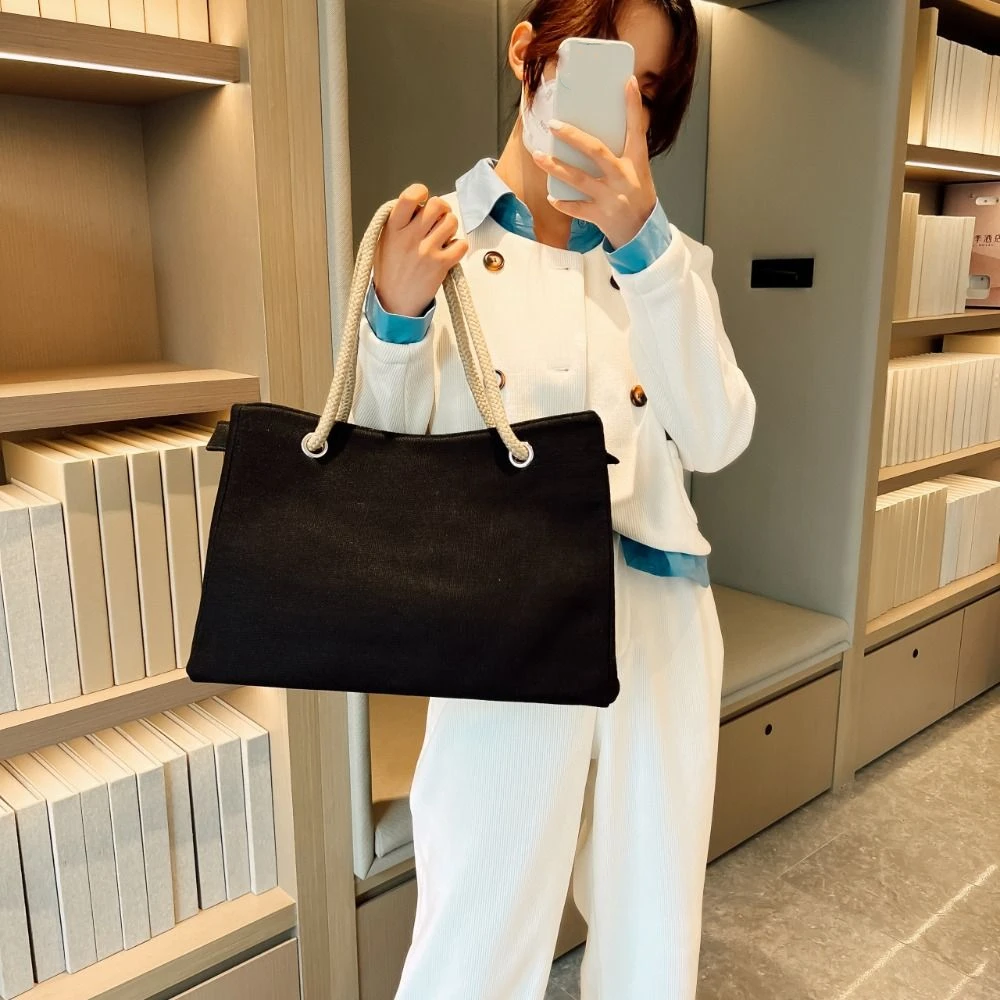 خمر سعة كبيرة بلون حقيبة يد حقيبة كتف حقيبة شاطئية الكتان حمل حقيبة سستة العرقية نمط Handba حقيبة التخزين
