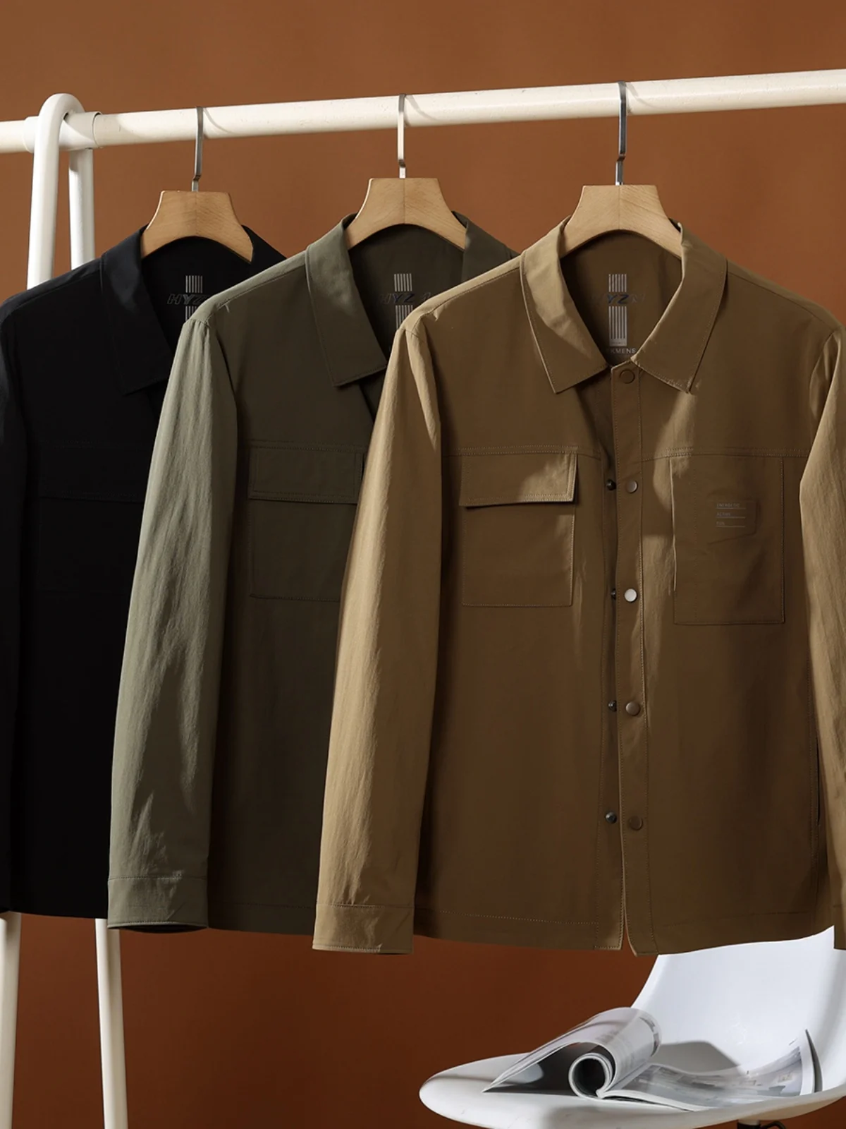 

Ретро-рабочая куртка для мужчин: водонепроницаемая, дышащая, немнущаяся, легкая, с воротником, для весеннего сезона, в стиле бизнес-кэжуал