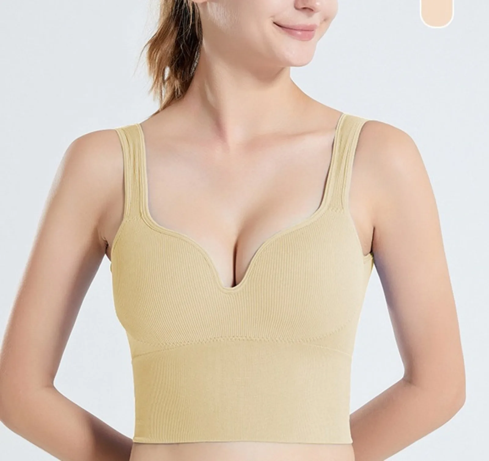 レディースシームレス通気性スポーツブラノンワイヤークロップトップファッションソリッドカラータイトなジムトレーニング服女性ブラジャー