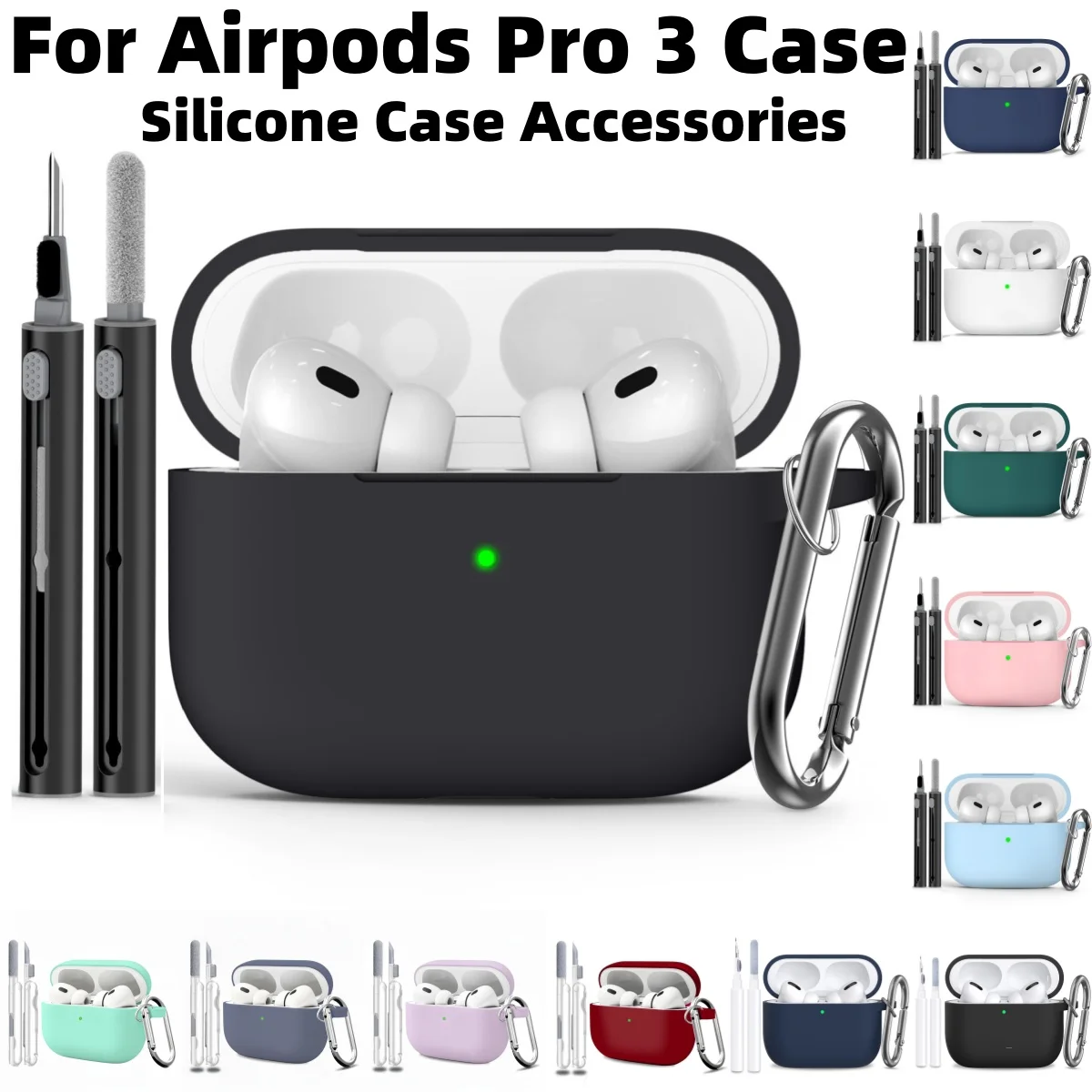 

2025 For AirPods Pro 3rd Generation Case Soft Silicone Case for AirPods Pro 3 Protective Case with Cleaner Kit for AirPods Pro 3