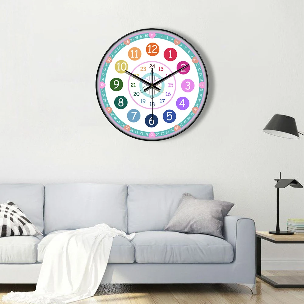 

New Colorful Wall Clock Early Education Creative Cartoon Clock for Study Classroom Time Management Home Decoration 8/10/12 Inch