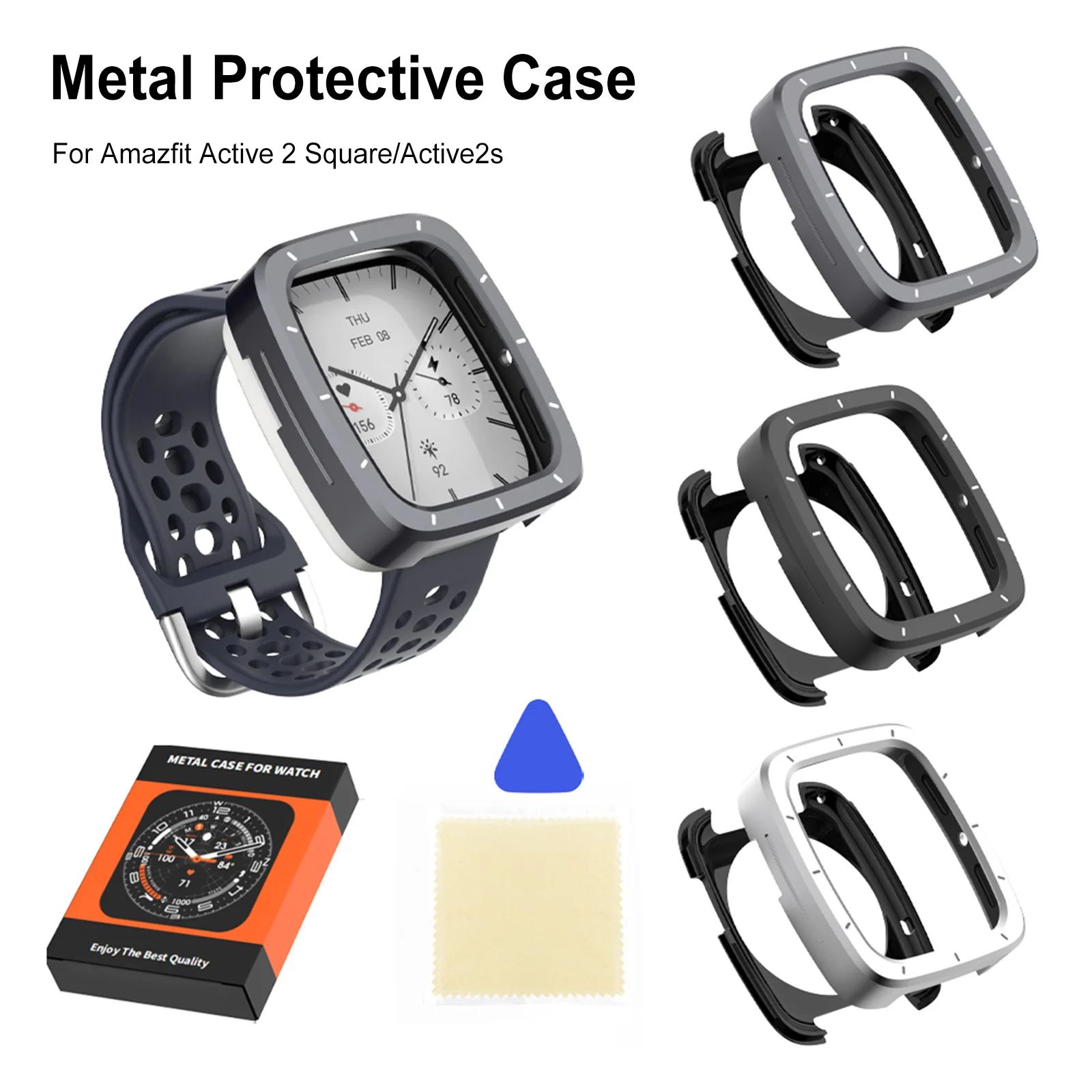 

For Amazfit Active 2 Square Shockproof Protector TPU Back Cover Watch Protective Cover Frame Bumper Case Cover Watch Accessories