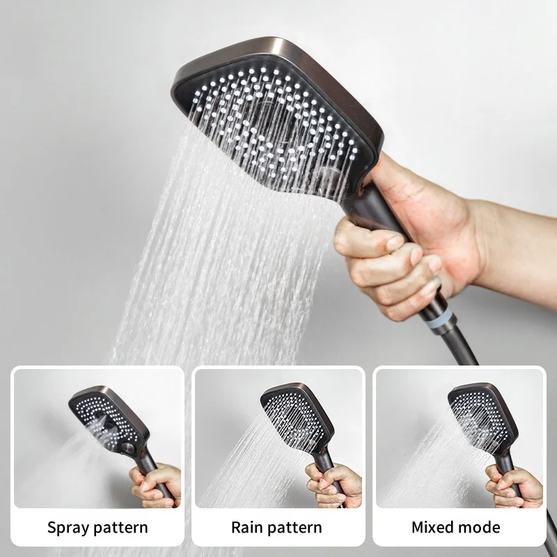 ชุดฝักบัวเรนชาวเวอร์แบบติดผนัง 4 ฟังก์ชั่น รุ่นยอดนิยม พร้อมหัวฝักบัวทรงสี่เหลี่ยมและหัวฉีดแบบมือถือ