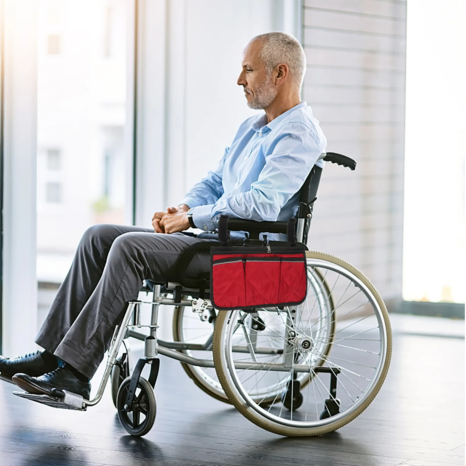 

Wheelchair Side Bag Sturdy Adjustable Hanging Armrest Pouch for Walker Scooter Daily Storage Organizer Wheelchair Bag