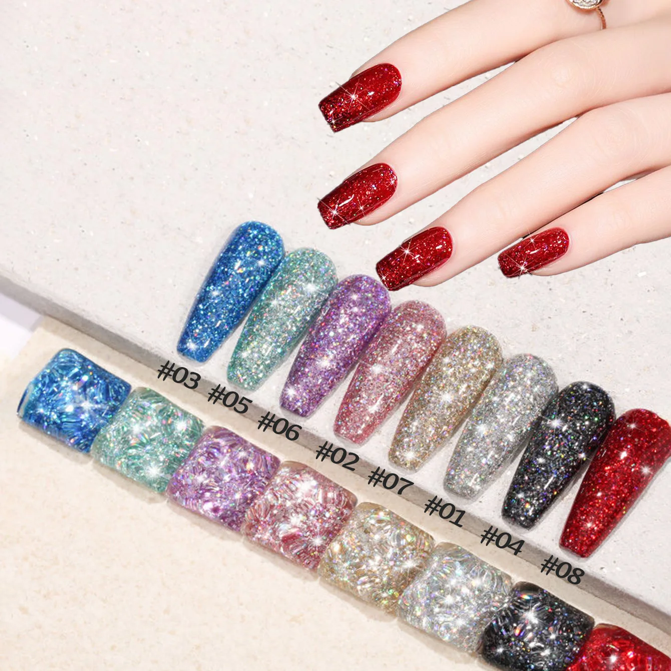 1-12 قطعة WS الصيف الأظافر هالوين الأظافر انفجار الوردي الأبيض الأزرق بريق هلام طلاء الأظافر الملونة سوبر لامعة التدرج جيل للأظافر