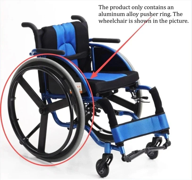 24 Inch Quick-Release Rear Wheel Assembly for Sport Wheelchair, Aluminum Push Rim Pneumatic Tires 12.7mm Axle Use