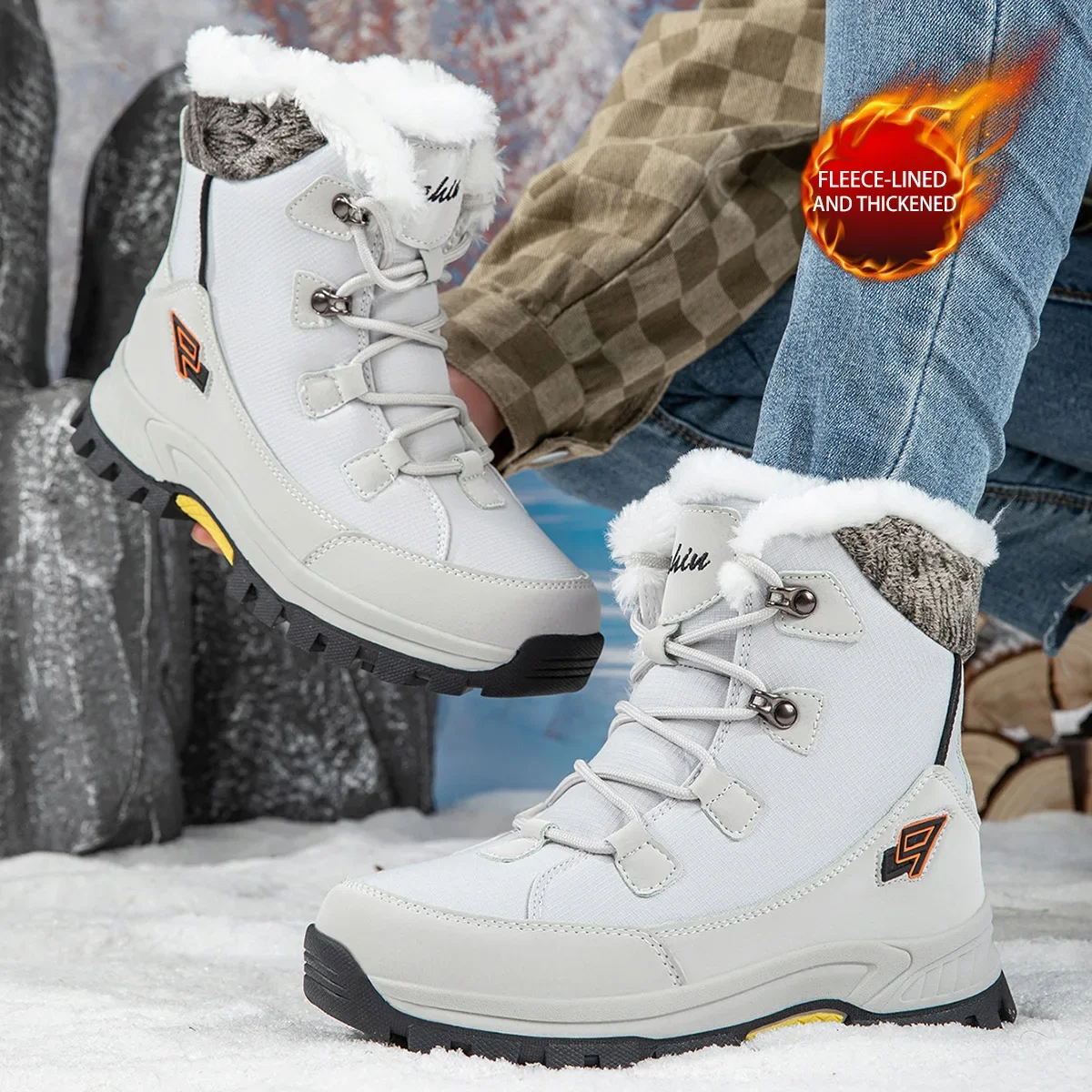 

Thickened Winter Travel Snow Boots Men Women Outdoor Warm Short Boots Thick Bottom Fashion Cotton Shoes Zapatillas Para Hombre