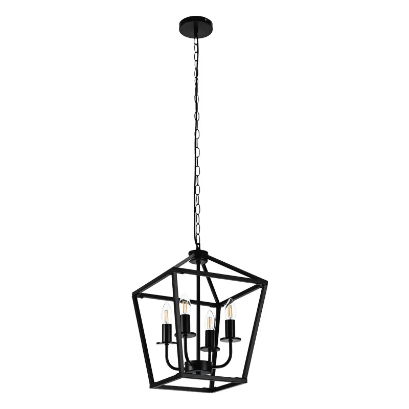 ダイニングルームシャンデリアアメリカンレトロ寝室シャンデリアクリエイティブ錬鉄製黒ランタンシャンデリアリビングルーム寝室ランプ
