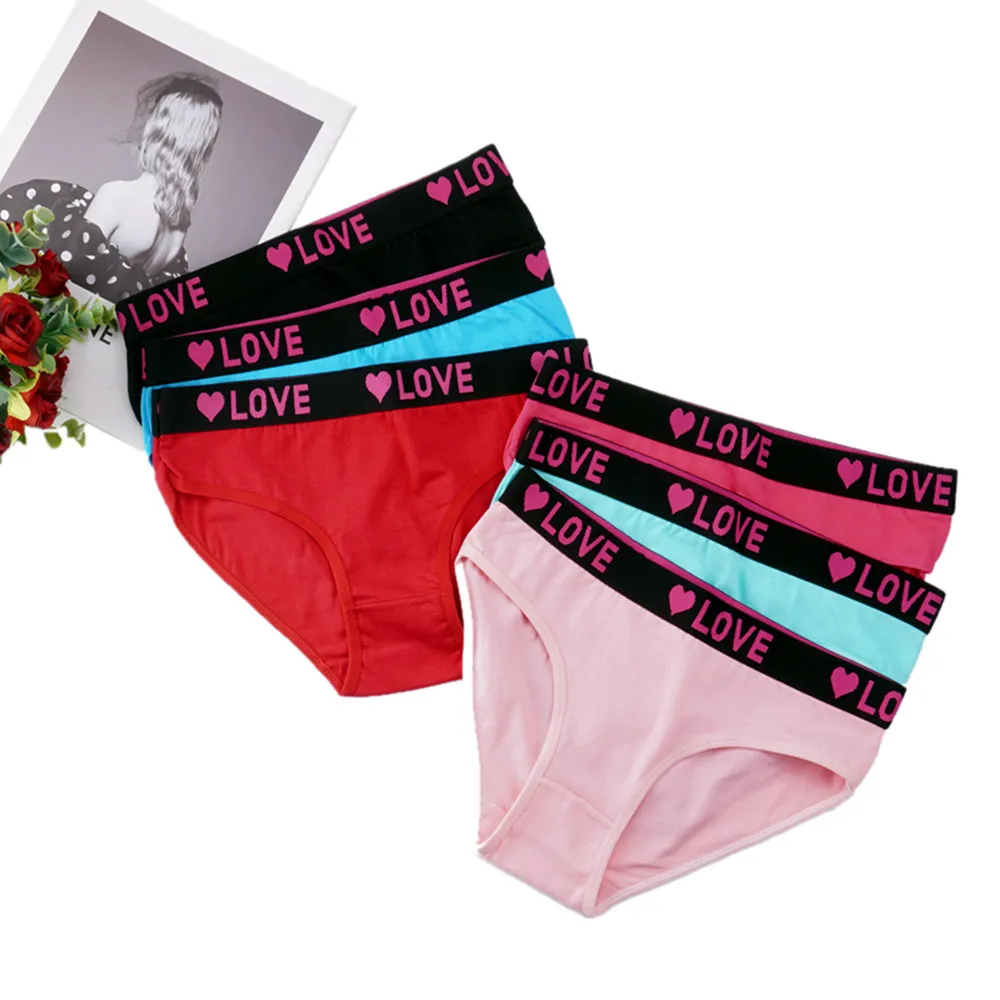 Plus Size Women's Cotton Underwear S-5XL High Waist Briefs Soft Breathable Underwear Letters Print Multi-Color Cute Girls Briefs