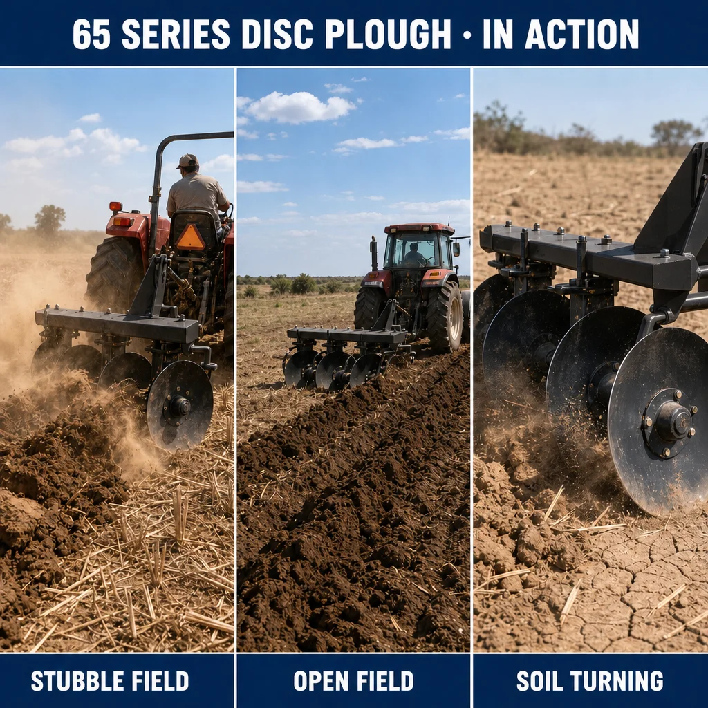 Disc Plough 65 Series 5 Discs 1500mm Width Cat II Mounted Non-Wrapping Deep Tillage Farm Plow For 120HP 4-Wheel Tractor