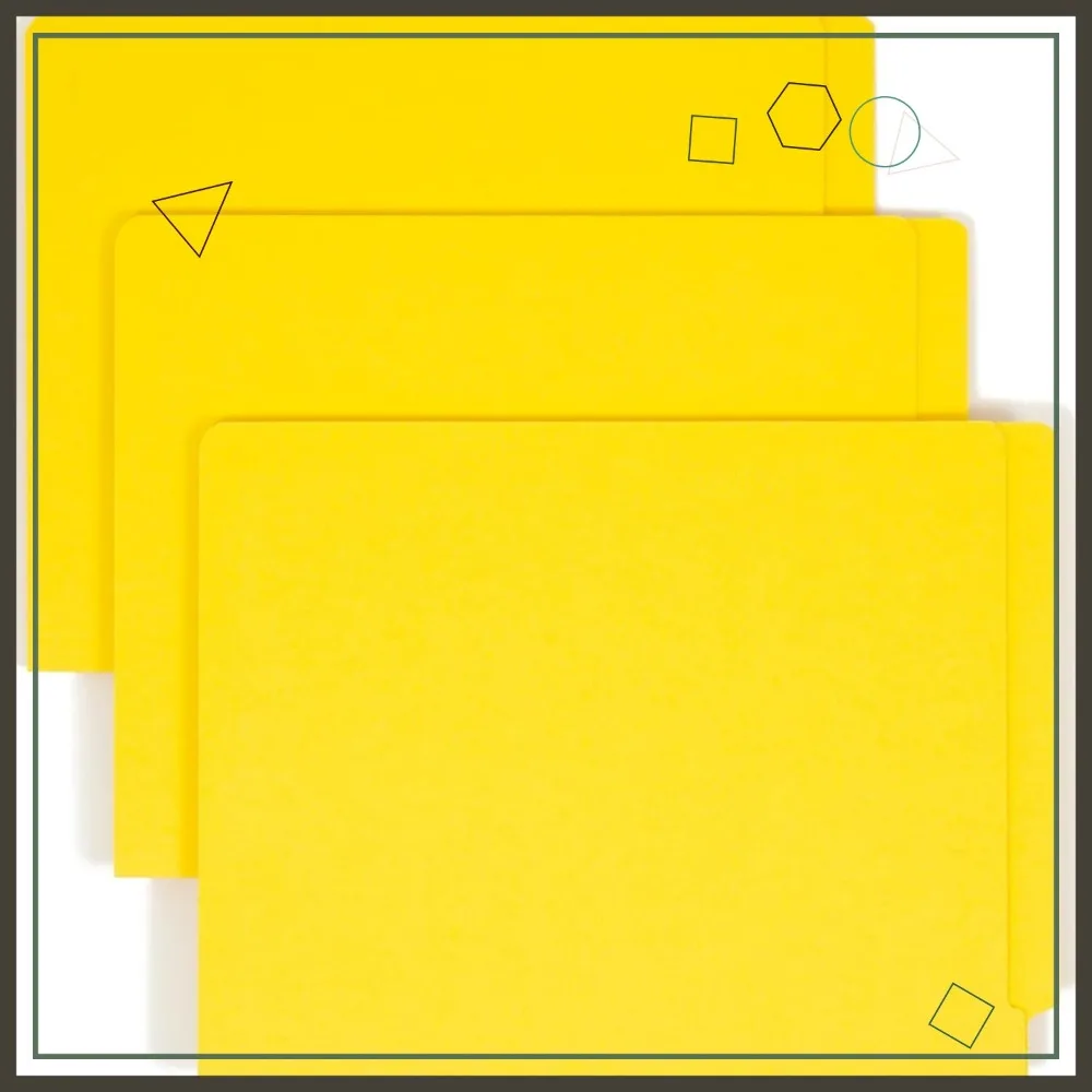 

Reinforced File Folders with End Tab Fasteners, Letter Size, Yellow, 50 per Box for Office Organization