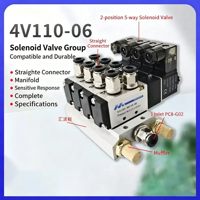 4V110-06 4V210-08 4V310-10 4V410-15 Set Valve Exhaust Manifold 1F/2F/3F/4F/5F/7F/8F/10F/12F/15F/16F Solenoid Valve Station Base