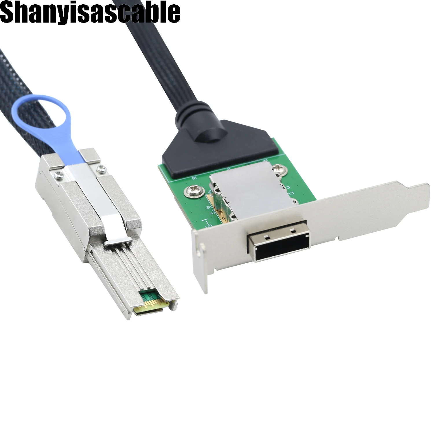 0.5M Mini SAS External SFF-8088 Male to SFF-8088 Female 26Pin Extension Cable 50cm PCBA with Low Profile Bracket