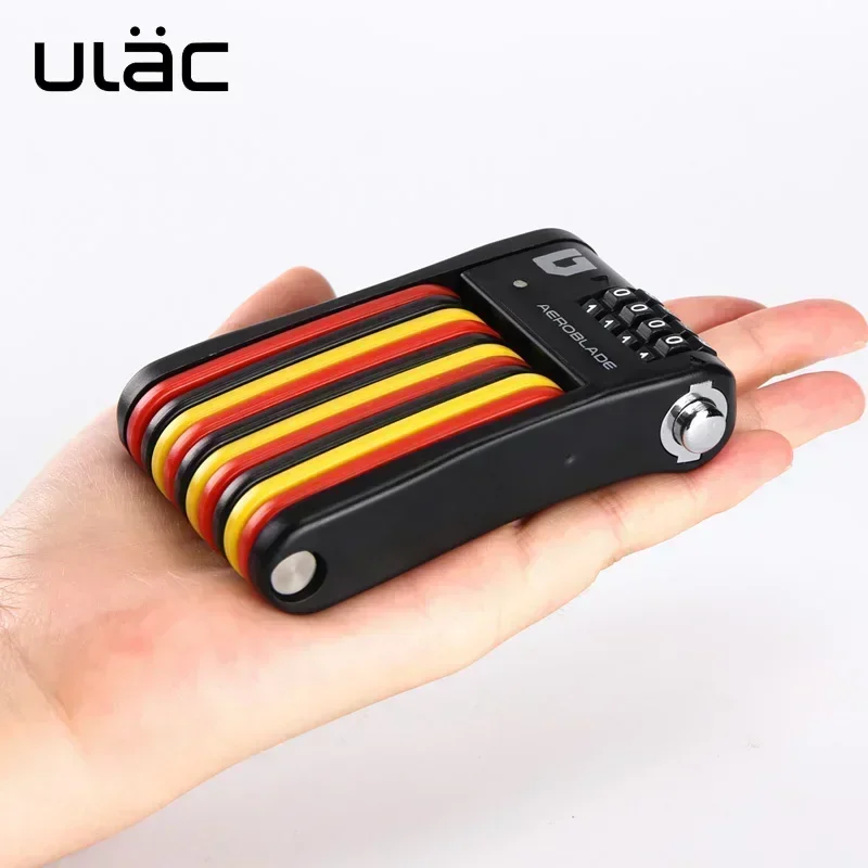 ULAC 4 Digit Combination Password Bicycle Lock Folding Bike Steel Safety Tools for Bikes Anti-theft Security Mini Accesoires